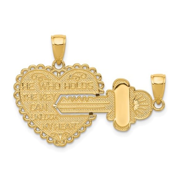 14k Yellow Gold Break-Apart HE WHO HOLDS THE KEY CAN UNLOCK MY HEART CHAMS